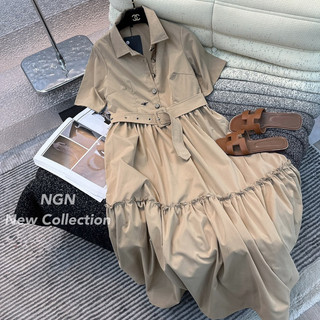 Váy maxi DO cổ đức kèm belt (sale)