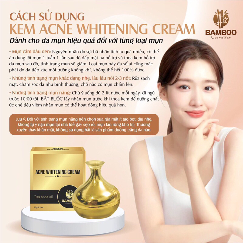 Kem Mụn Bamboo tặng sữa rửa mặt hoa gạo bamboo