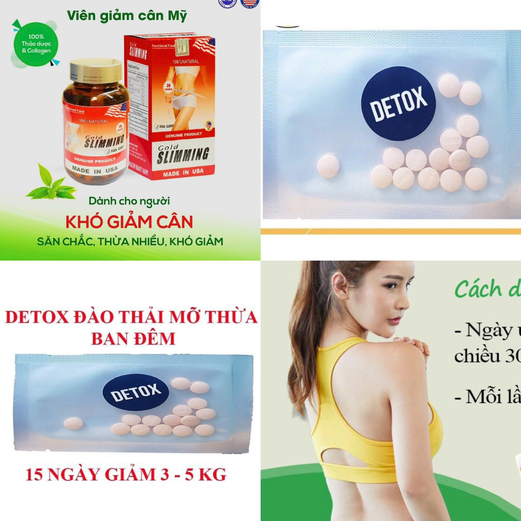 VIÊN UỐNG GIẢM CÂN DETOX GOLG SLIM CHO CƠ ĐỊA KHÓ GIẢM ,NHỜN THUỐC CỦA MỸ(COMBO)