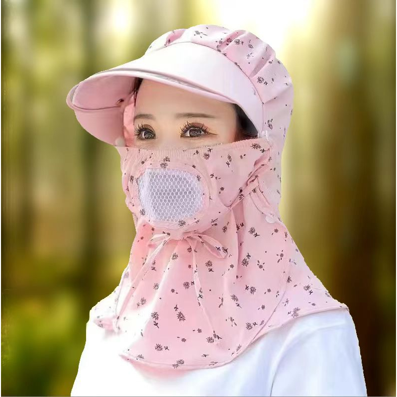 Nón Chống Nắng Kín Đầu Đi Xe Máy Bảo Vệ Toàn Diện Có Kính Dẻo RQN2302