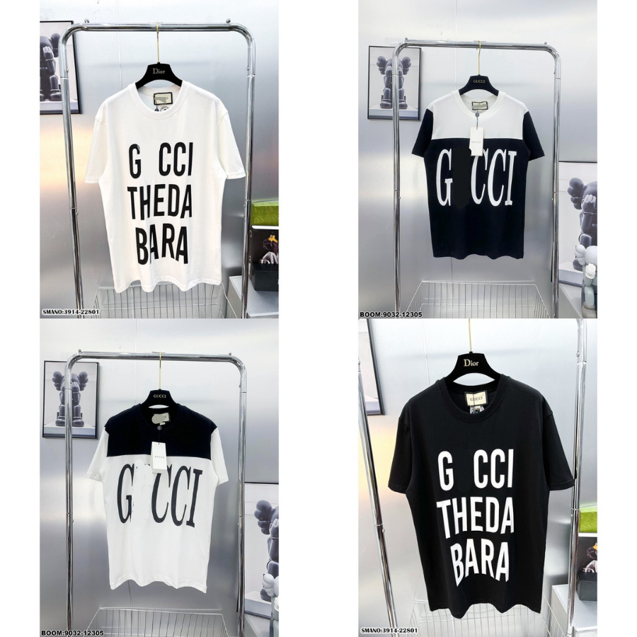 Áo Phông Nam Nữ GC THEDA BARA in chữ 2 mặt Chất Liệu Cotton Dày Dặn Form Dáng Unisex. Áo Thun GC Phối Đen Trắng Nam Nữ.