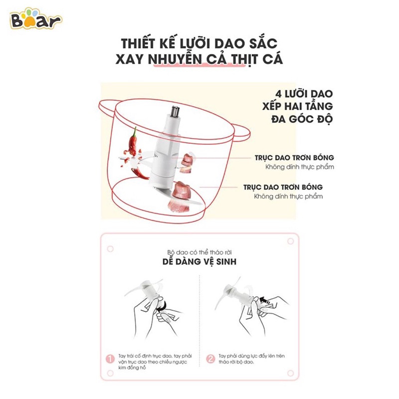 MÁY XAY THỊT ĐA NĂNG BEAR QSJ-B02Q1 dung tích 2L