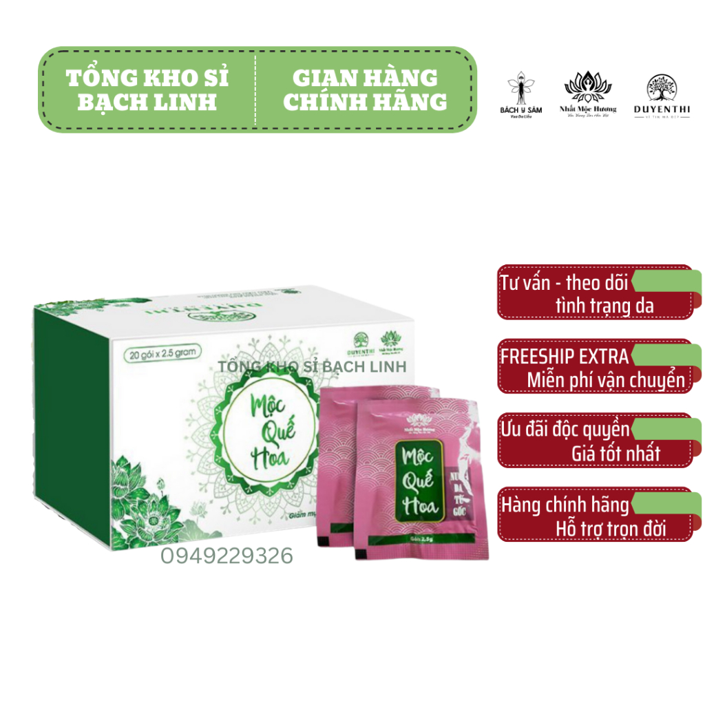 Mộc Quế Hoa Bách Y Sâm Hộp 20 gói x 2.5g (Mẫu Mới nhất hiện nay) - Thanh Nhiệt Giảm Mụn