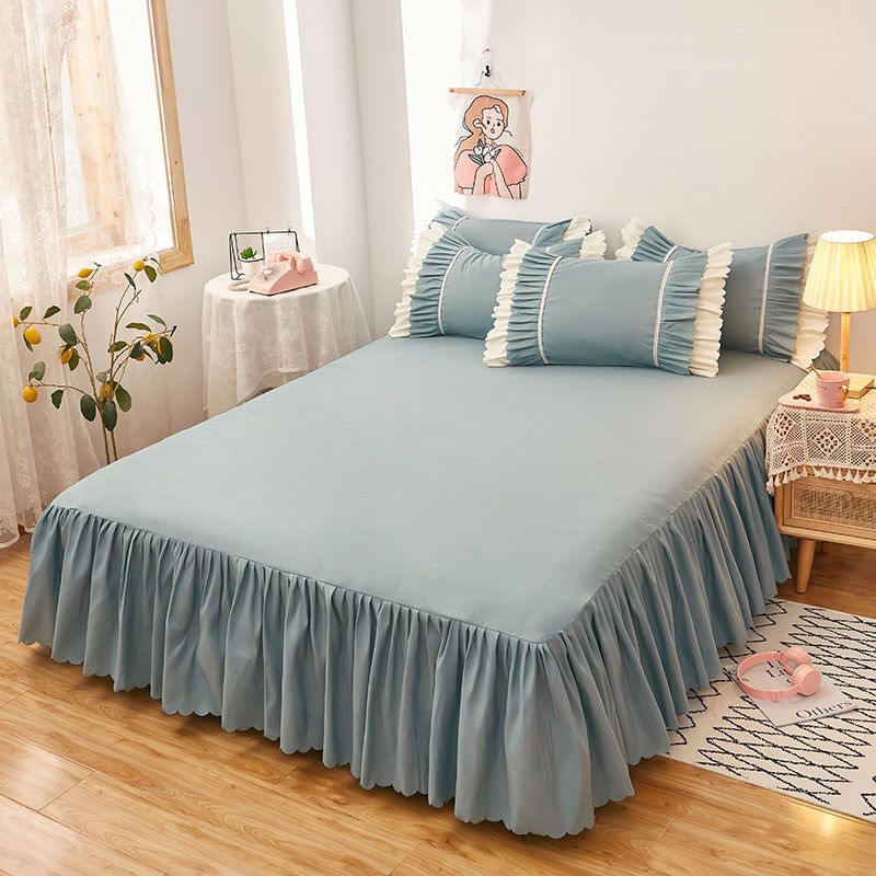 Váy giường nhún bèo kích thước 120/150/180/200cm nhiều màu tùy chọn