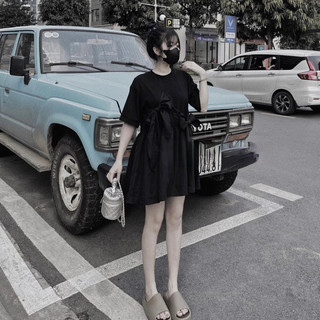 Váy babydoll buộc nơ phối thô