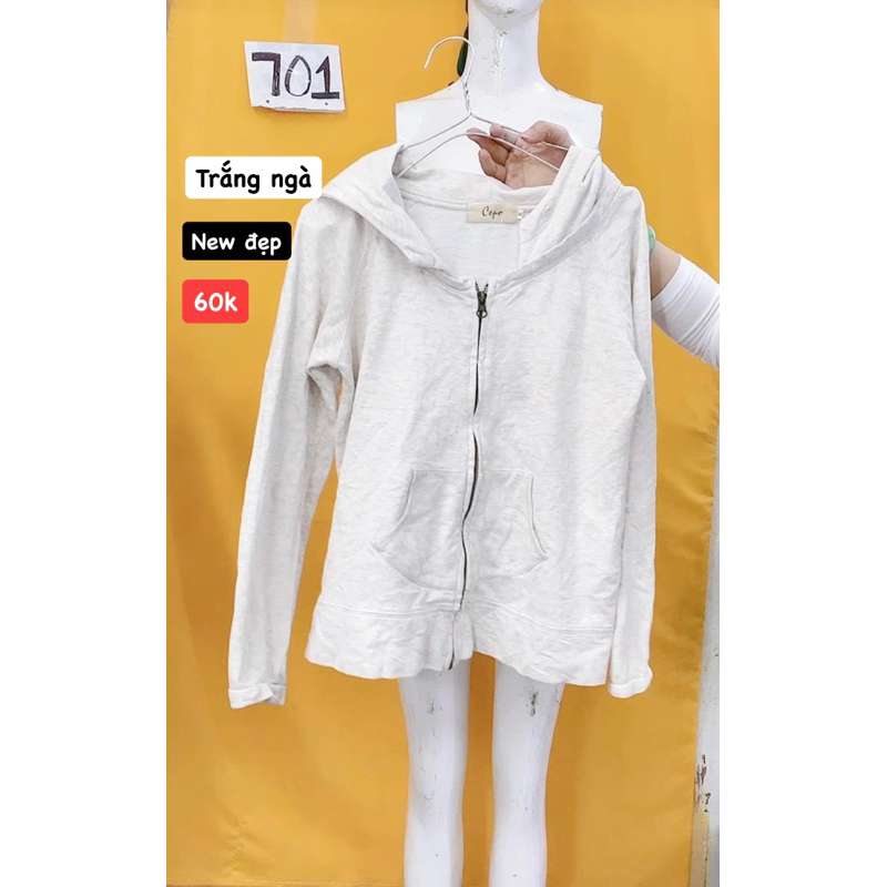 áo khoác trắng ngà dây kéo xịn.S701