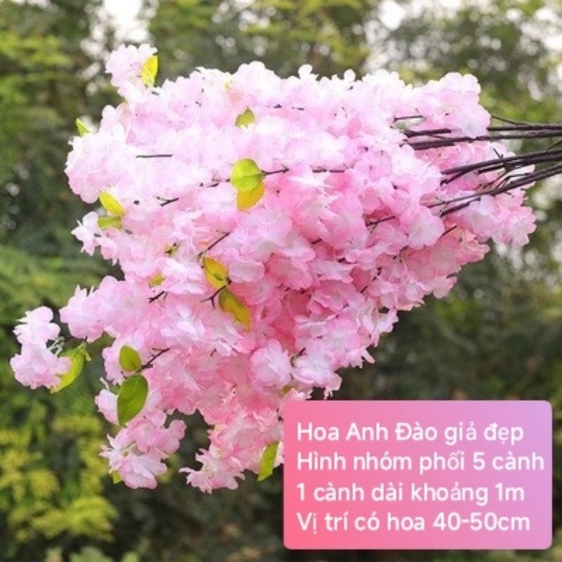 Hoa Anh Đào Sakura Giả trang trí không gian Nhật 1 cành 4 nhánh hoa
