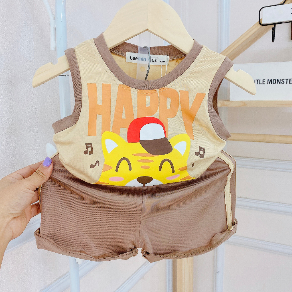 Size Đại Bộ Ba Lỗ Minkey Baby Chất Thun Lạnh Dễ Thương Cho Bé Trai ,Bé Gái