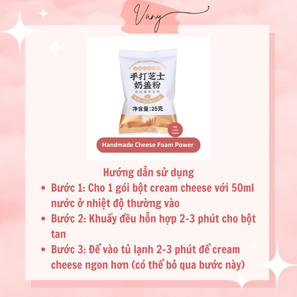 Bột Làm Cream Cheese Kem Phô Mai Tại Nhà Trong 5p Gói 25gr