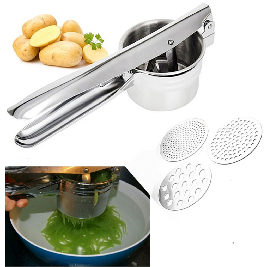 Dụng cụ, Khuôn làm bánh lọt, bún, bánh canh, nghiền khoai tây, ép củ quả kèm 3 vỉ khuôn Inox