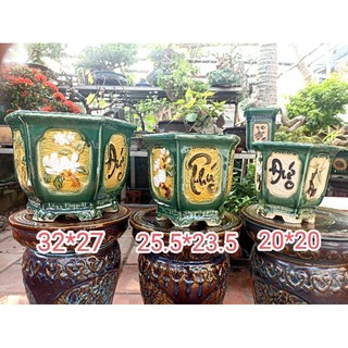 Chậu lục giác đức phúc men đồng nào bh009