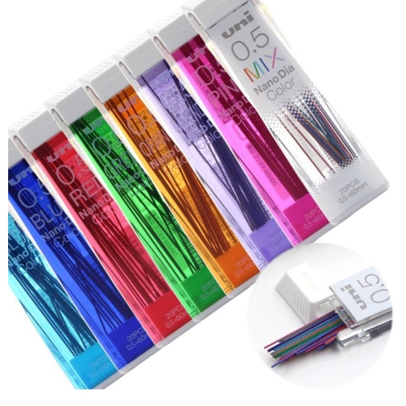 Ngòi chì màu Uni Nano Dia Color - Ruột chì cơ khí cao cấp