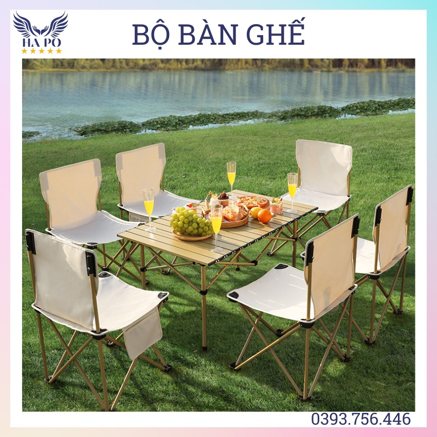 Bộ Bàn Ghế Gấp Gọn Tiện Lợi Dễ Mang Theo Khi Đi Cắm Trại, Bàn Ghế Xếp Dã Ngoại Picnic Ăn Uống Cùng Gia Đình