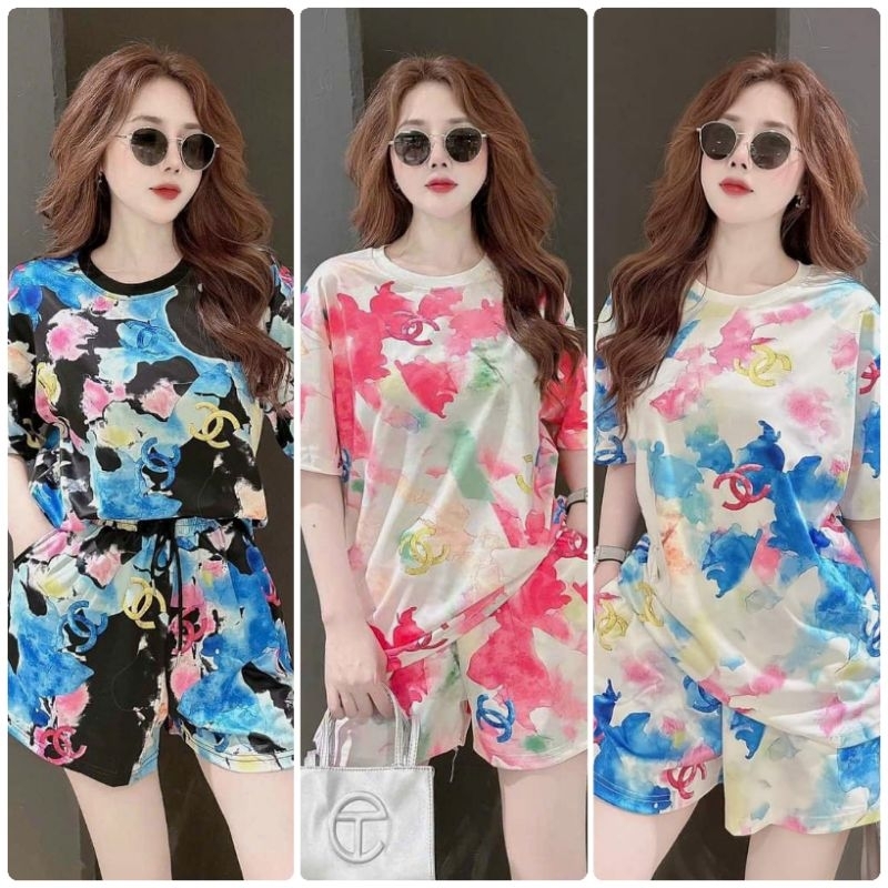 Set Bộ Đùi Thun Lạnh Form Rộng In 3D Loang Màu MST61