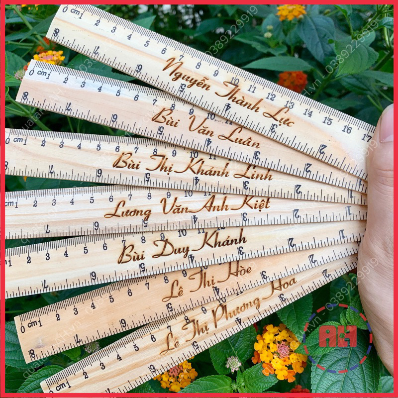 Thước kẻ gỗ học sinh KHẮC TÊN theo yêu cầu