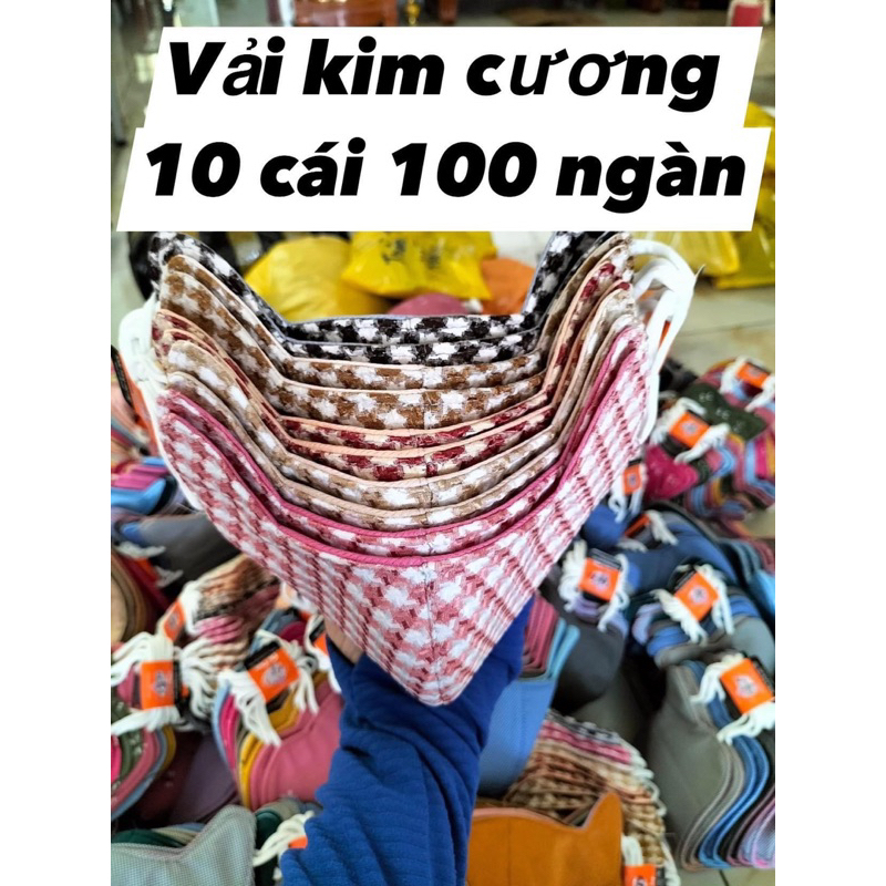 Khẩu trang vải 3 lớp tai mèo vải kim cương