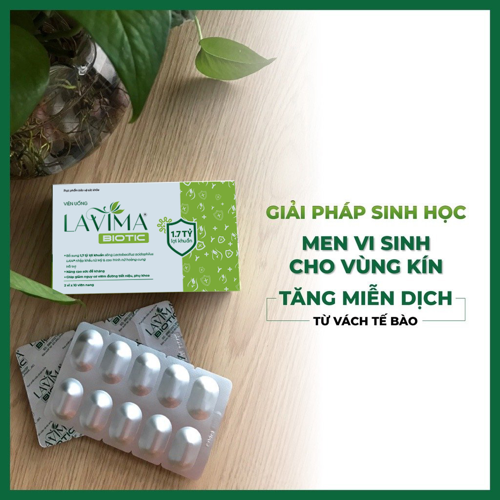 Viên Uống Phụ Khoa, Men Vi Sinh Vùng Kín LAVIMA BIOTIC 20 Viên, Giảm Khí Hư, Ngứa Rát, Ngăn Ngừa Tái Phát