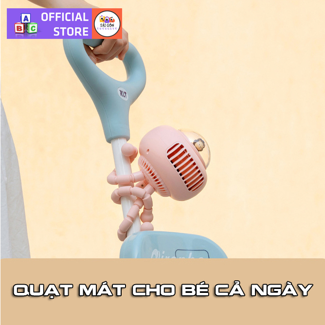Đồ Chơi Quạt Cầm Tay Mini Tích Điện Không Cánh Kẹp Xe Đẩy Cho Bé, Nhiều Chế Độ Gió Siêu Mát An Toàn Cho Bé