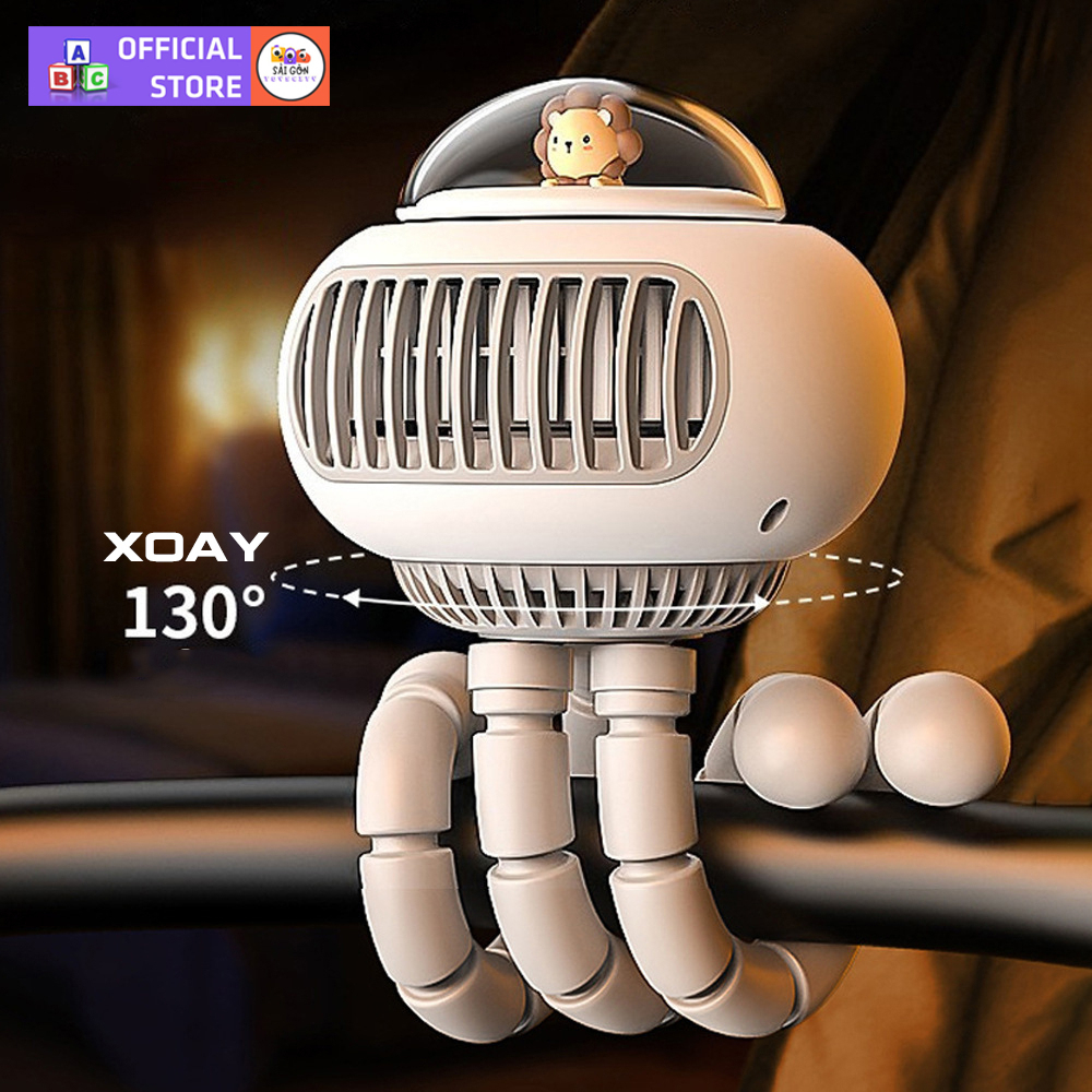 Đồ Chơi Quạt Cầm Tay Mini Tích Điện Không Cánh Kẹp Xe Đẩy Cho Bé, Nhiều Chế Độ Gió Siêu Mát An Toàn Cho Bé
