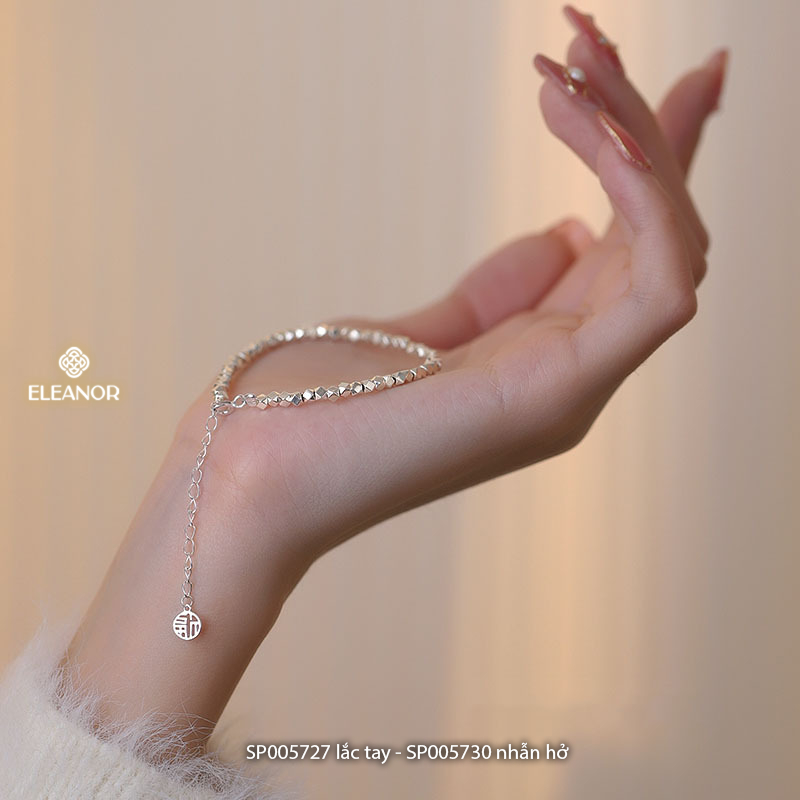 Lắc tay nhẫn hở nữ bạc 925 Eleanor Accessories bộ trang sức hình khối đa giác phụ kiện trang sức 5727