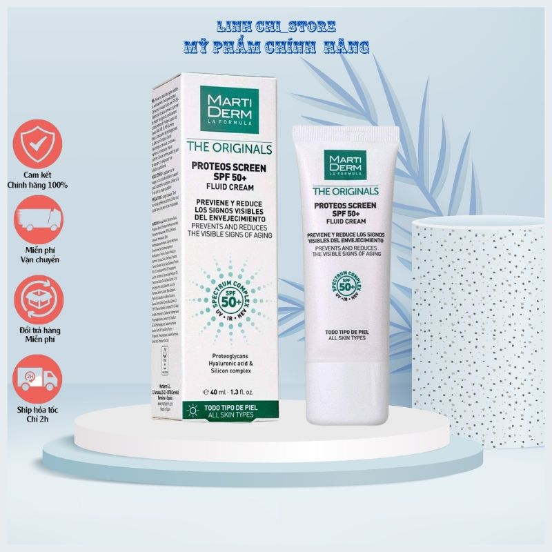 Kem Chống Nắng Phổ Rộng Toàn Diện Ngừa Lão Hóa, Phòng Chống Nám Quay Lại - MartiDerm The Originals Proteos Screen SPF50+