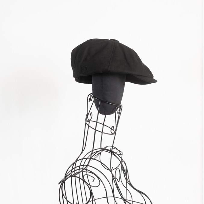 Nón newsboy cap denim đen 8 múi, 2 lớp