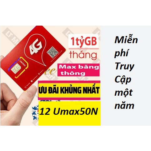 SIM Viettel 4G Umax50N - Free tiktok- facebook- youtube không giới hạn TRỌN GÓI 1 NĂM KHÔNG NẠP TIỀN