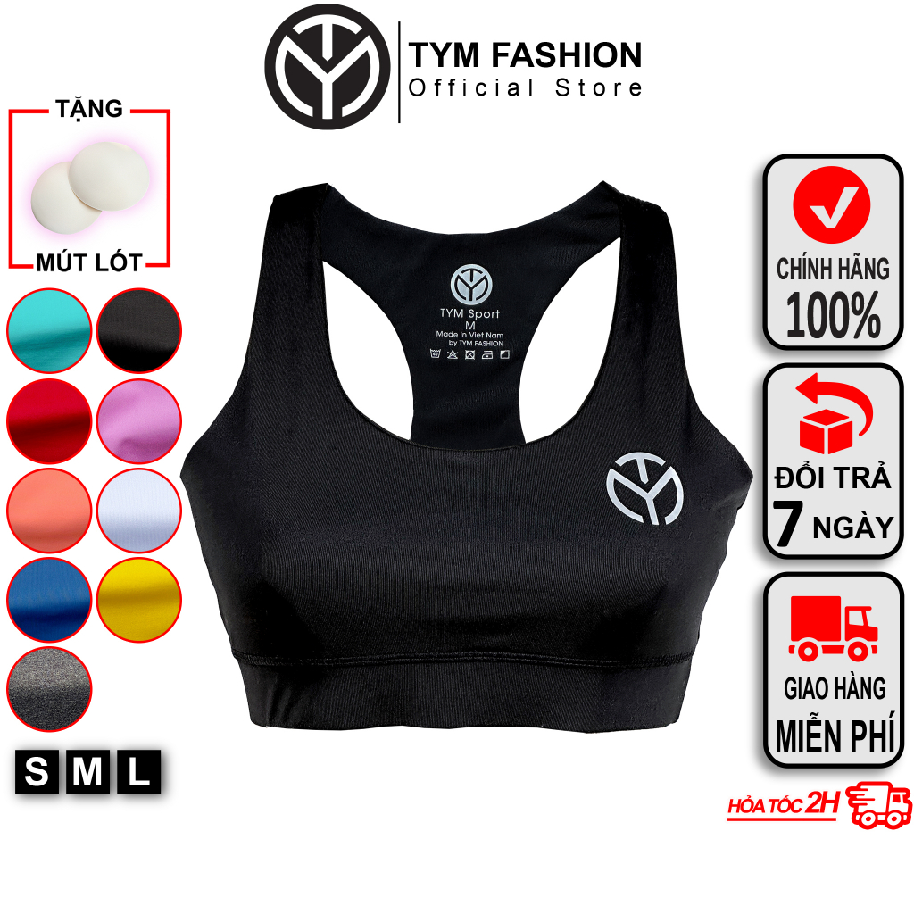 Áo Bra tập gym yoga thể thao Nữ TYM tặng kèm mút lót - vải Poly 4 chiều co dãn thoáng mát - AWT004