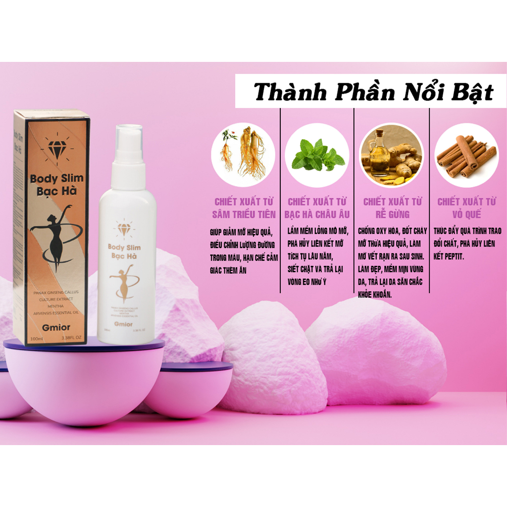 Tan Mỡ Bụng Body Slim Bạc Hà Giảm Cân Cấp Tốc Béo Đâu Xịt Đó An Toàn Hiệu Quả Cao Làm Đẹp Cơ Thể