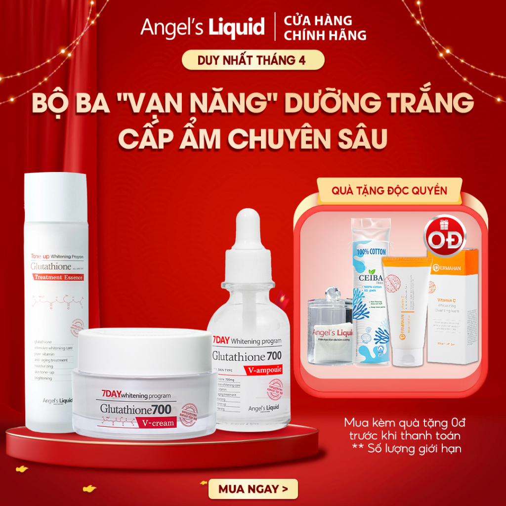 Bộ 3 sản phẩm Nước Thần, Serum, Kem Dưỡng Trắng Cấp Ẩm Đa Tầng Angel's Liquid Whitening Program Glutathione | BigBuy360 - bigbuy360.vn