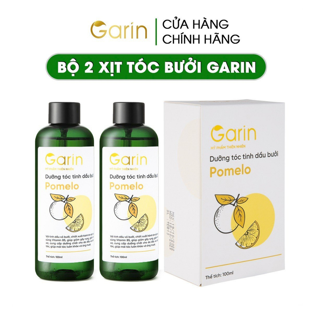 Bộ 2 chai tinh dầu bưởi xịt mọc tóc nhanh pomelo GARIN dưỡng tóc kích mọc tóc giảm rụng tóc rõ rệt cho tóc dày hơn