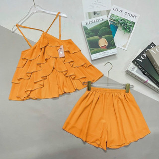set yếm dây tầng lụa chifon