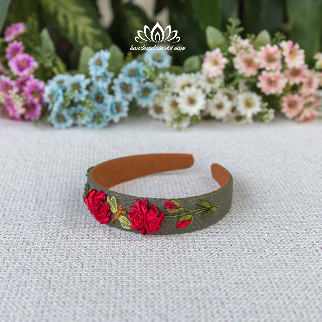 Băng đô thêu hoa ruy băng, cài tóc, món quà độc đáo