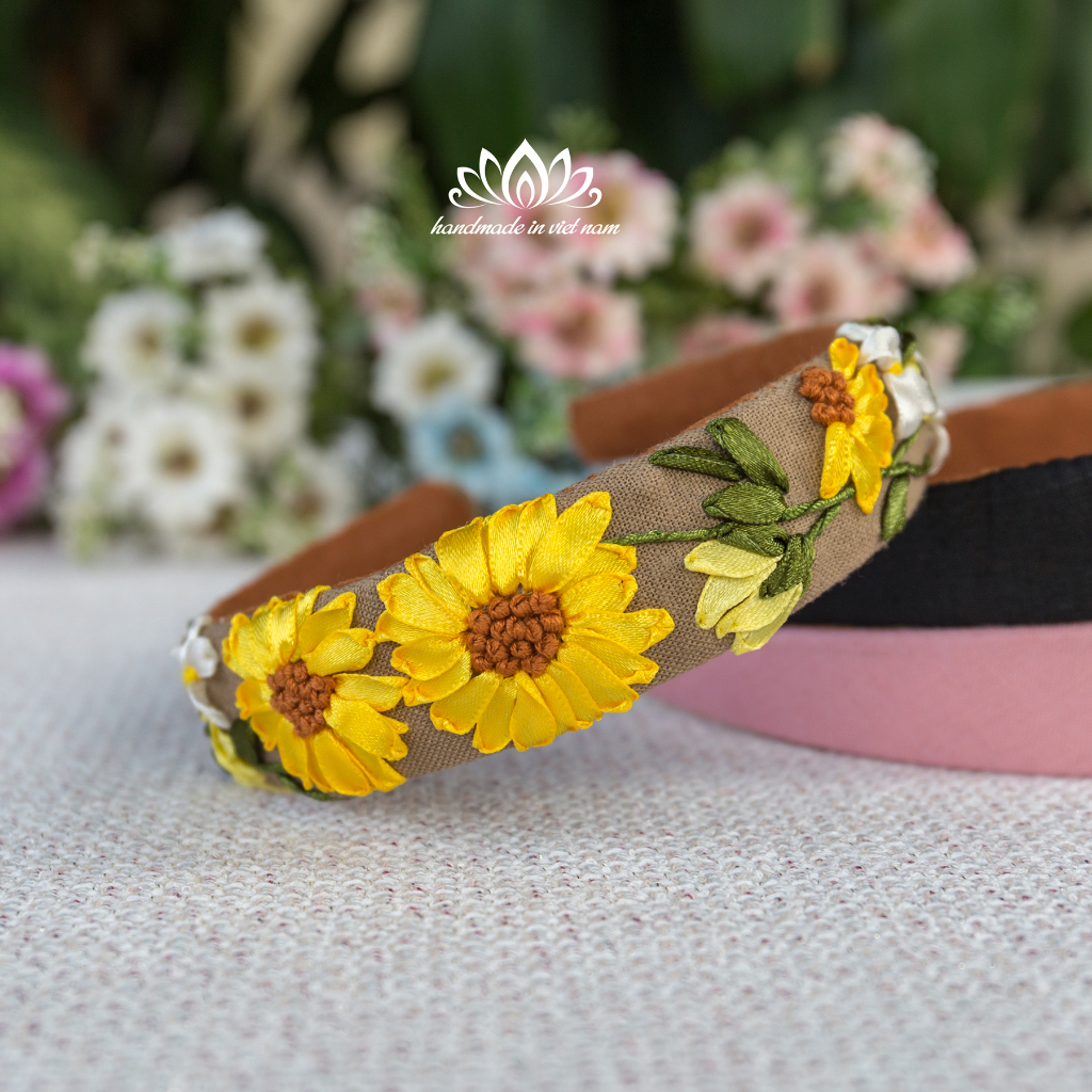 Băng đô thêu hoa ruy băng, cài tóc, món quà độc đáo