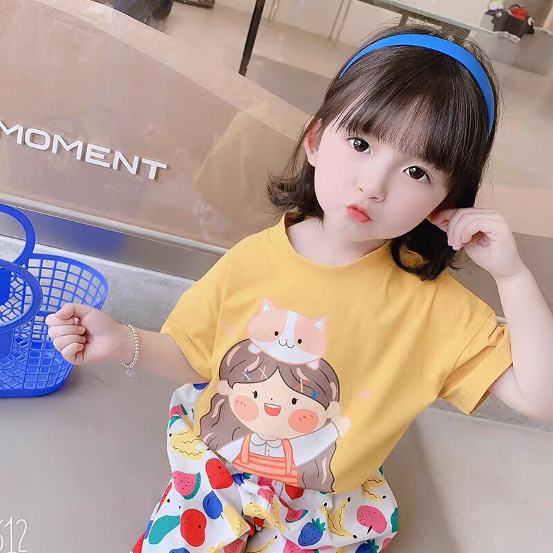 Áo Thun Cotton Ngắn Tay Cho Bé Gái 10-29kg