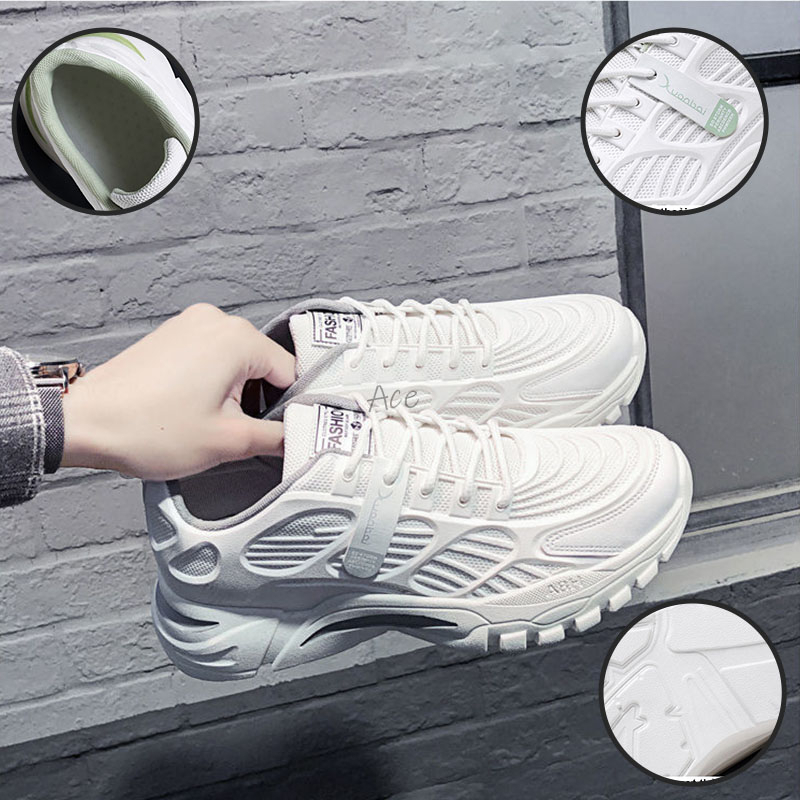 Giày thể thao nam giày nam trắng mới  tăng chiều cao lưới thoáng khí giày sneaker cổ thấp Ace 7453