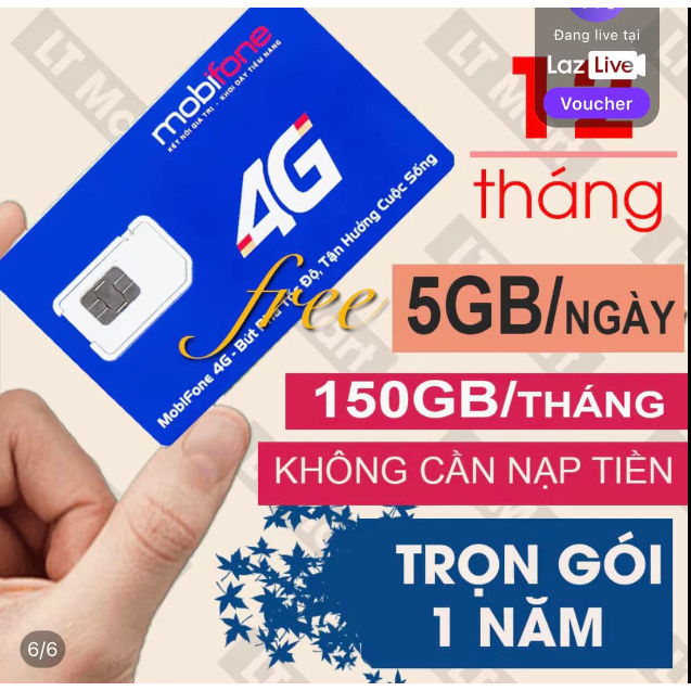 SIM 4G MOBIFONE 12FD50 TRỌN GÓI 1 NĂM KHÔNG NẠP TIỀN (Dùng Toàn Quốc Không Giới Hạn)