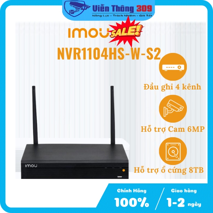 Đầu ghi hình Wifi 4 kênh IMOU NVR1108HS-W-S2, đầu ghi imou không dây hàng chính hãng - 309cctv