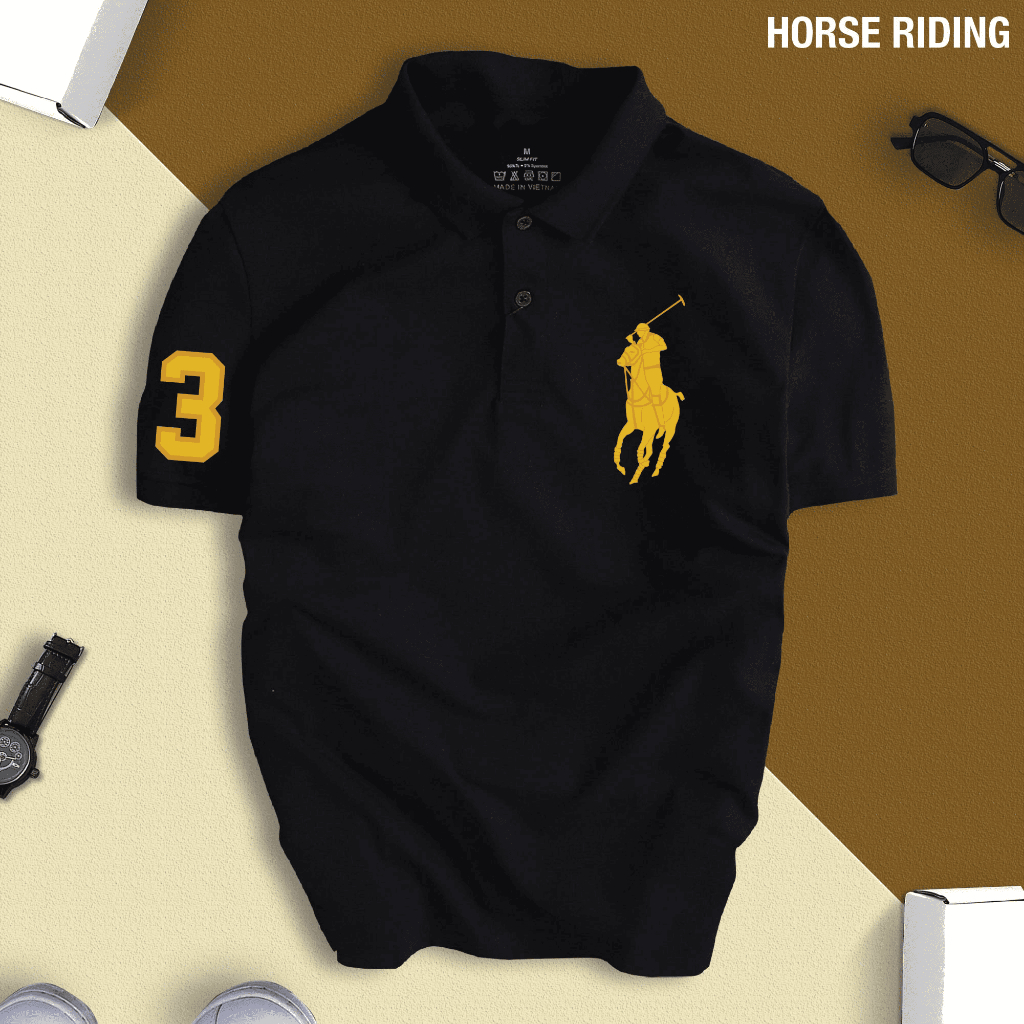 Áo Thun Polo Nam HORSE RIDING Chất Cotton Cá Sấu Chuẩn Form