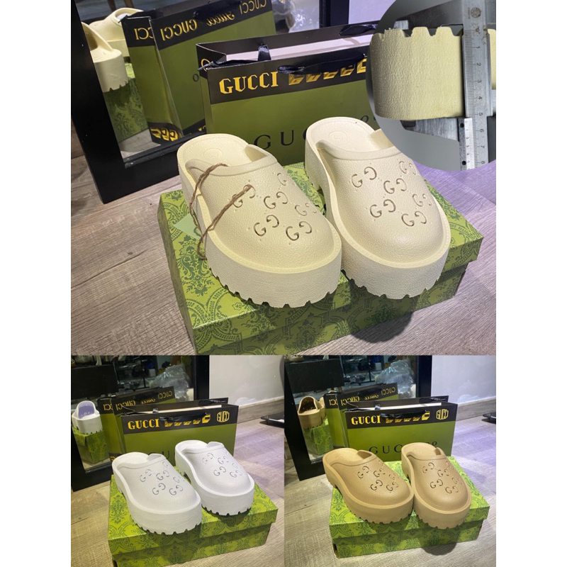 Dép sục nhựa GC 😍 Đế cao 5cm 😍 Dép gucci Free Ship- Siêu nhẹ êm chân