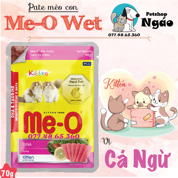 [Thùng 48 gói] Thức ăn mèo Pate Me-o Wet Thái Lan 80g __