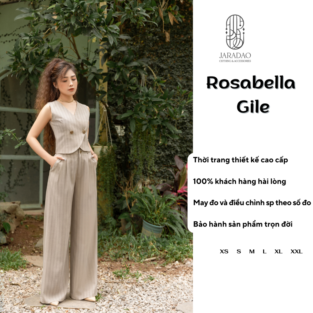 Áo gile quần suông áo vest lửng blazer kiểu cách hiện đại cá tính Vintage công sở Retro Âu Mỹ JARADAO Rosabella