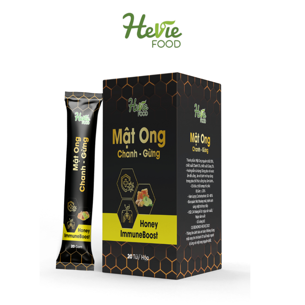 [Date 10/8/2024] Mật ong chanh gừng, chanh nghệ, cam gừng sả chăm sóc sức khỏe 20Gr x 20 túi Heviefood