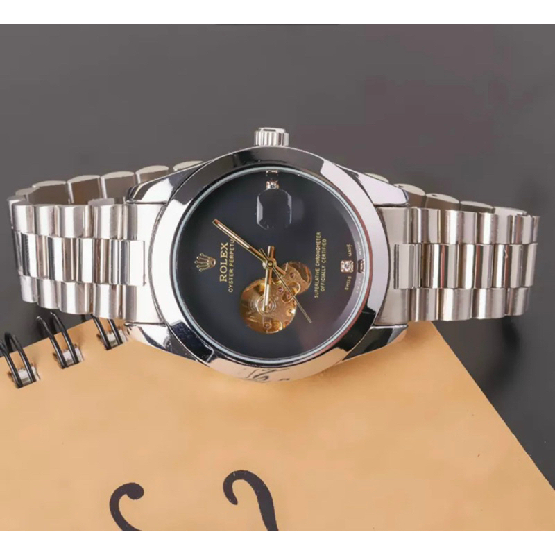 Đồng Hồ Nam Rolex Cơ Automatic- Đồng Hồ Cơ Lộ Máy Dây Kim Loại Máy Nhật Mặt Kính Chống Xước Chống Nước 5ATM