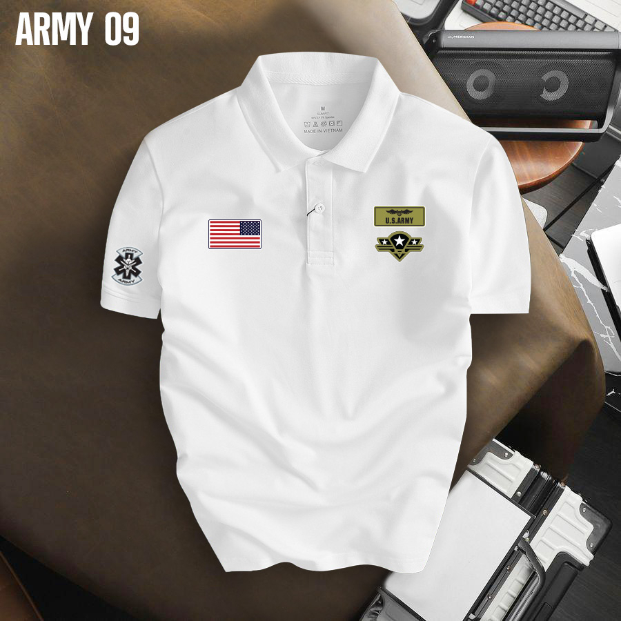 Áo Polo Nam ARMY chất CVC cotton cá sấu cao cấp, chuẩn form, trẻ trung
