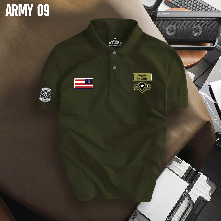 Áo Polo Nam ARMY chất CVC cotton cá sấu cao cấp, chuẩn form, trẻ trung