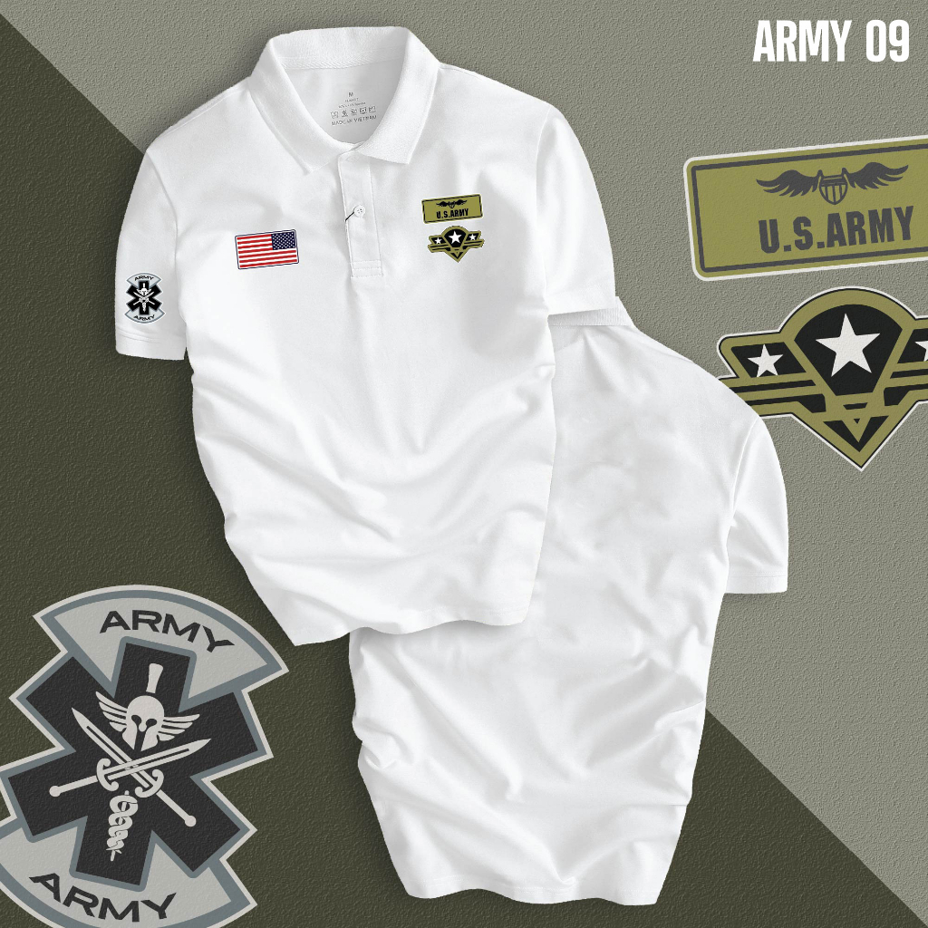 Áo Polo Nam ARMY chất CVC cotton cá sấu cao cấp, chuẩn form, trẻ trung