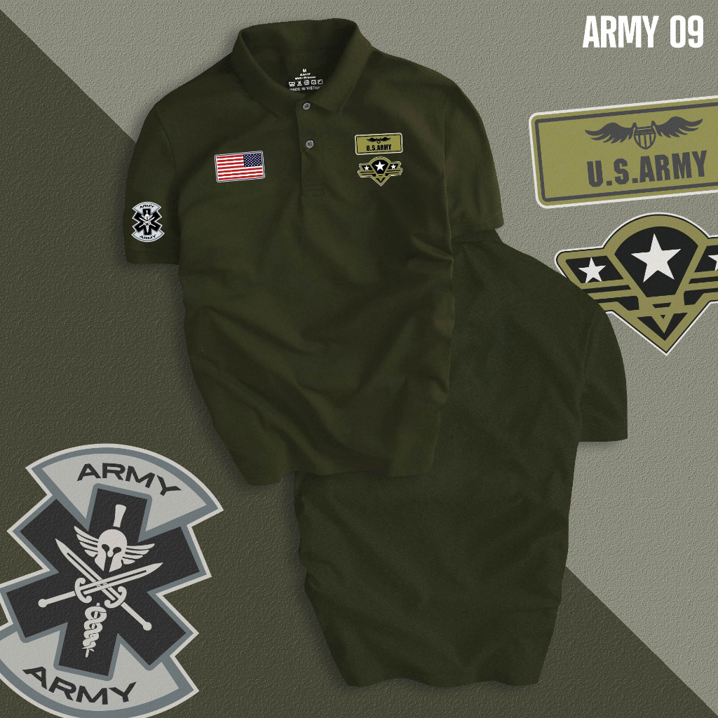 Áo Polo Nam ARMY chất CVC cotton cá sấu cao cấp, chuẩn form, trẻ trung