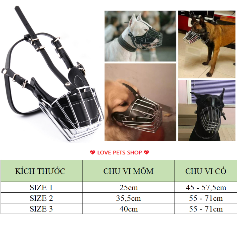 Rọ mõm Chó bằng thép không gỉ dòng cao cấp - Love Pets Shop