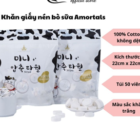 Khăn giấy nén bỏ túi Amor.tals chất cotton mềm mịn dày dặn có khả năng thấm nút cao